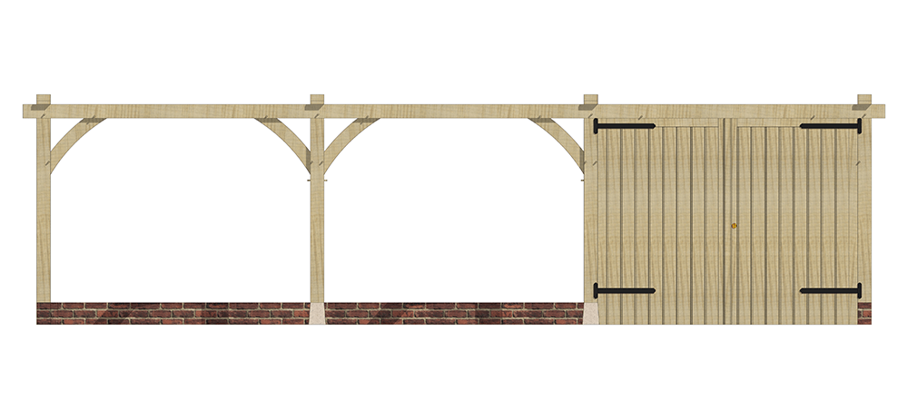 Three Bay Single Storey Oak Framed Garage with 1 set of Oak Garage doors